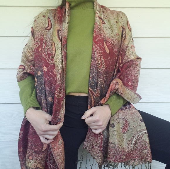 Scaf Wrap Accessory Boho Hippie Gypsy Paisley Print Tassels Super Soft! FALL - Picture 6 of 12